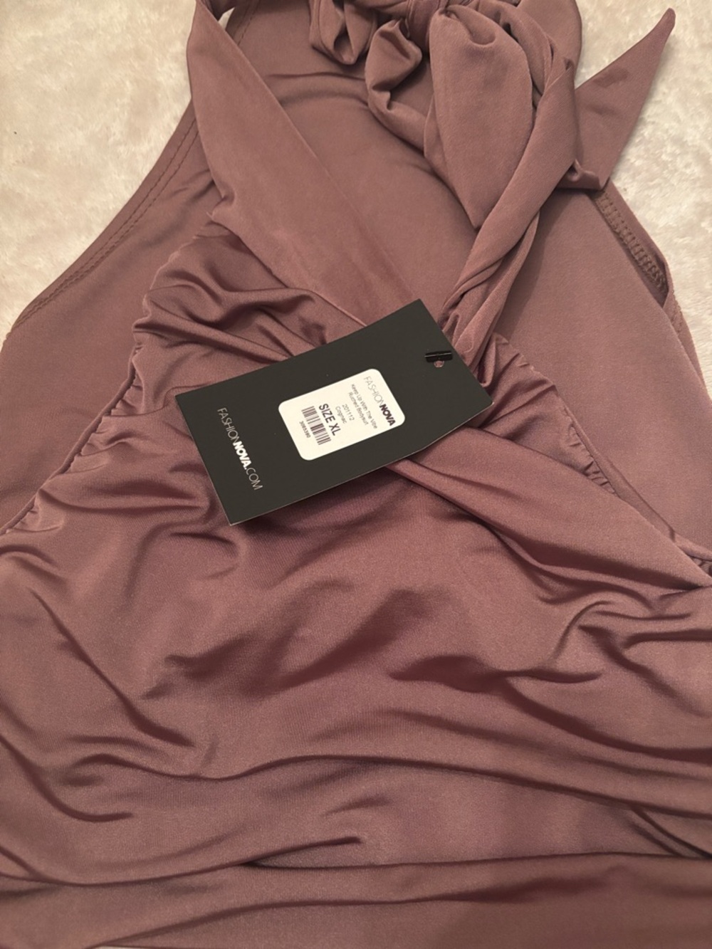 Fashion Nova Dusty Mauve Twist-Front Sleeveless Bodysuit